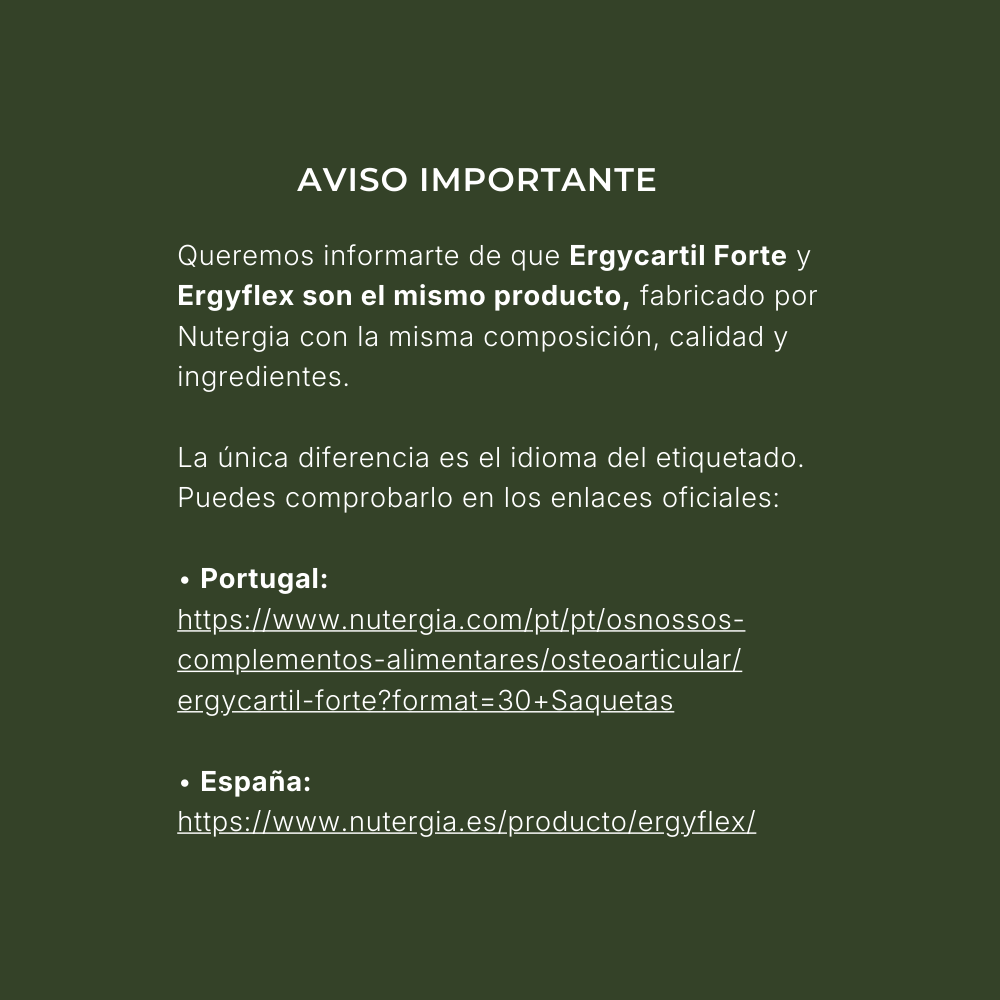 Ergyflex (30 Saquetas) | Nutergia – Colagénio Marinho, Glucosamina, Condroitina, Vitamina C & Cúrcuma