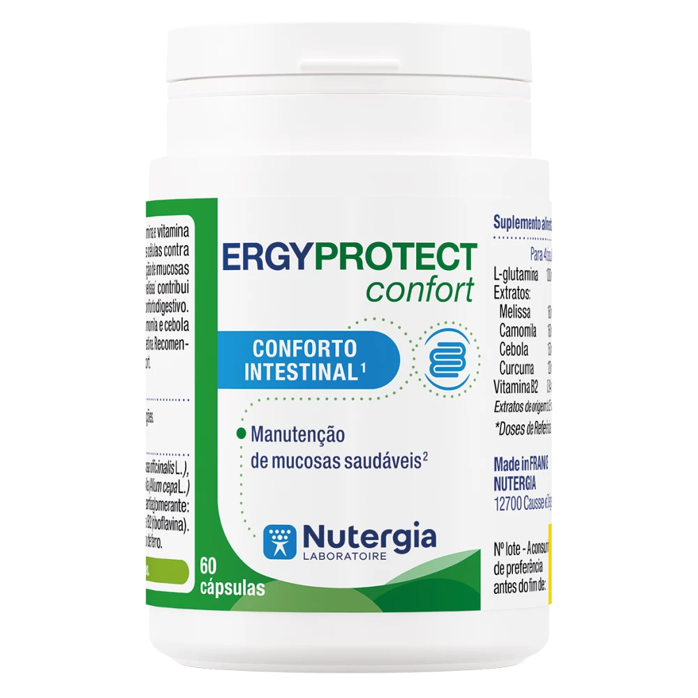 Ergyprotect Confort – Glutamina & Plantas para Conforto Intestinal | Nutergia (60 cápsulas)