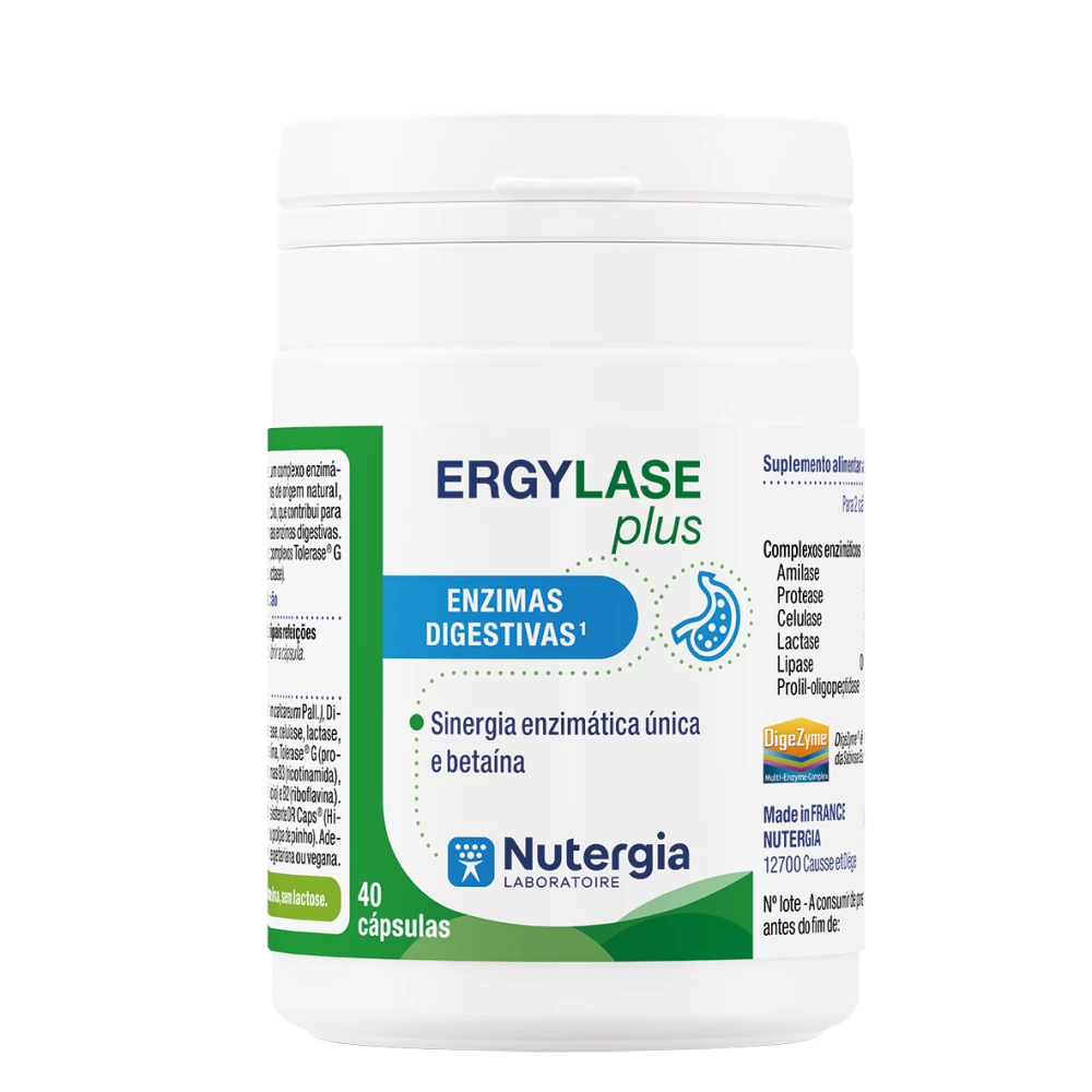 Ergylase Plus – Complexo de Enzimas Digestivas | Nutergia (40 cápsulas)