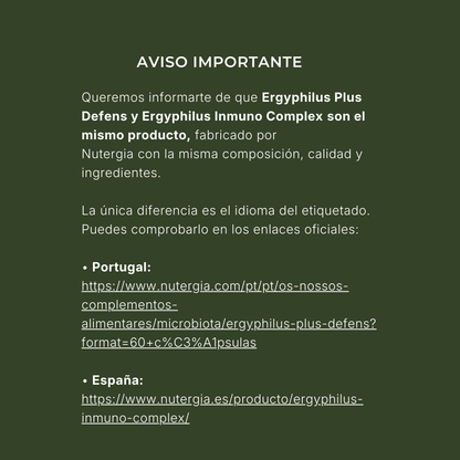 Ergyphilus Inmuno Complex – Probióticos & Suporte Imunitário | Nutergia (60 cápsulas)