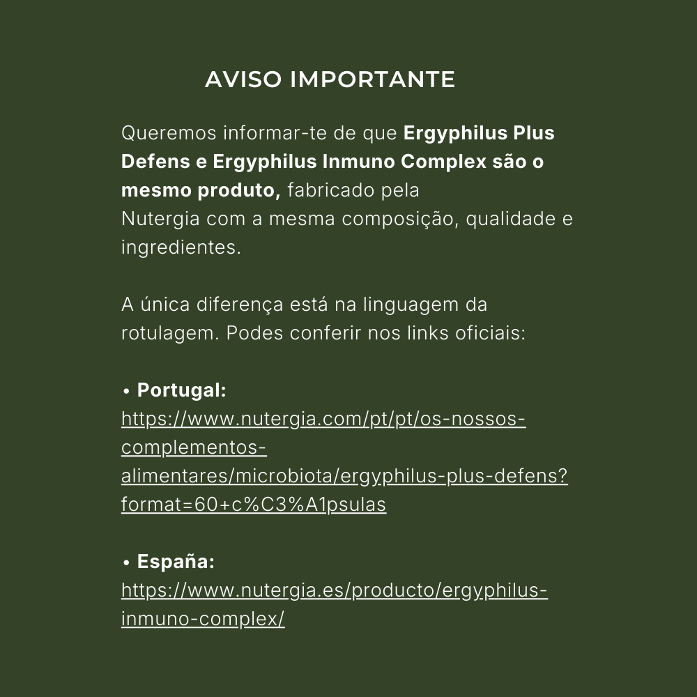 Ergyphilus Inmuno Complex – Probióticos & Suporte Imunitário | Nutergia (60 cápsulas)