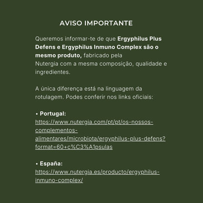 Ergyphilus Inmuno Complex – Probióticos & Suporte Imunitário | Nutergia (60 cápsulas)