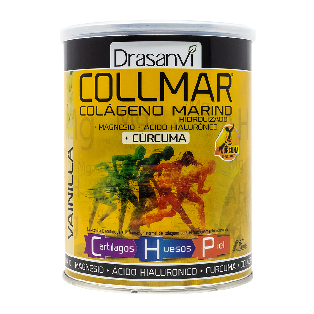 Collmar® Magnésio Cúrcuma Baunilha – Colagénio Marinho Hidrolisado com Magnésio, Vitamina C, Cúrcuma & Ácido Hialurónico (300 g em pó)