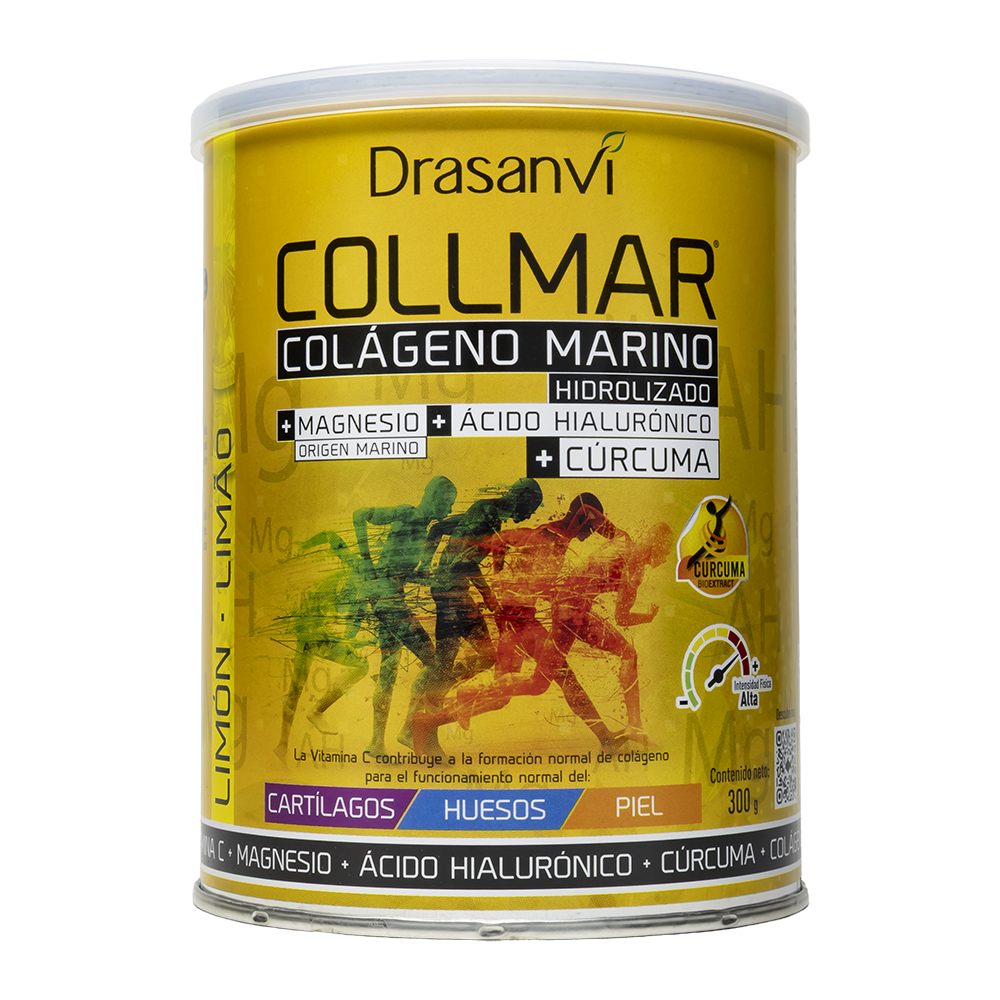 Collmar® Magnesio Cúrcuma Limón – Colágeno marino hidrolizado con magnesio, vitamina C, cúrcuma y ácido hialurónico (300 g en polvo)