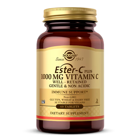 Ester-C® Plus 1000 mg – Vitamina C Patenteada, Antioxidante & Imunidade (60 cápsulas vegetais) – Solgar®