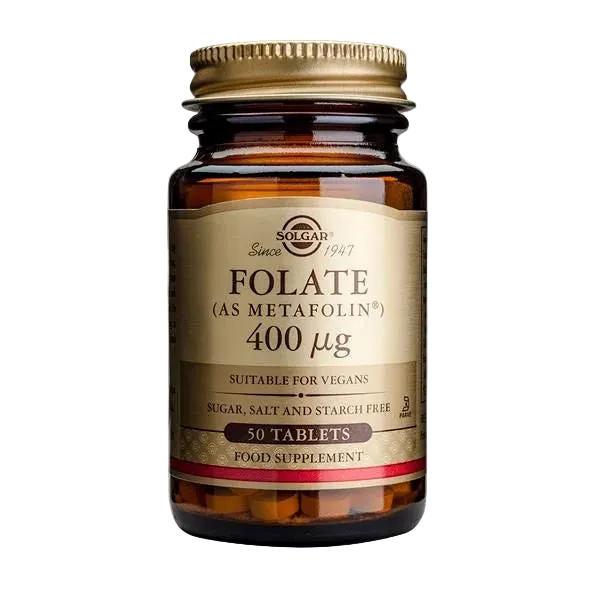 Folate Ácido Fólico 400 µg (50 comprimidos) | Solgar - Folato, energía y reducción del cansancio