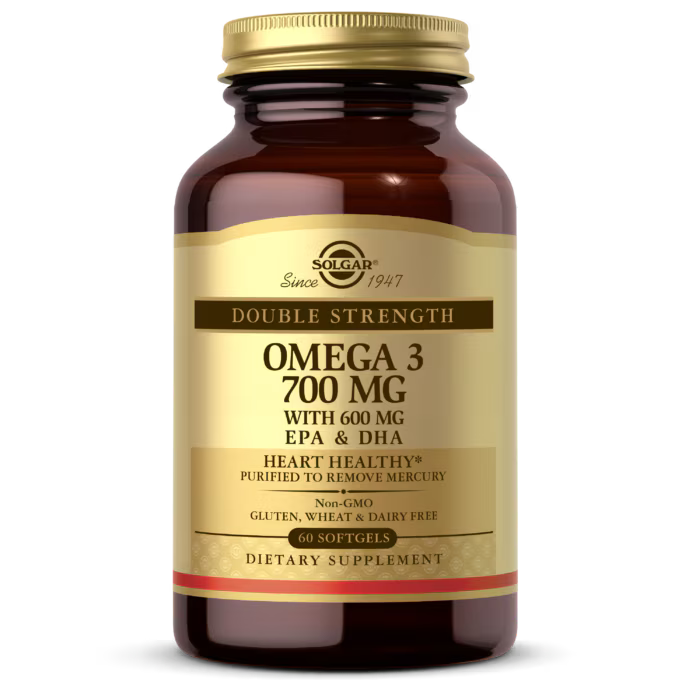 Double Strength Omega-3 700 mg (60 softgels) | Solgar - Saúde cardiovascular, articular e celular
