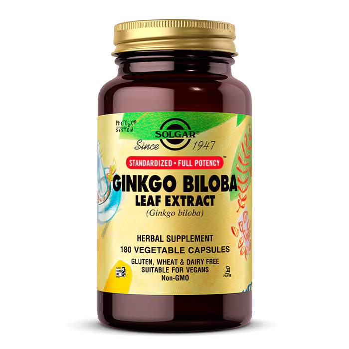 Ginkgo Biloba SFP – Extrato Padronizado + Planta Inteira (180 cápsulas vegetais) – Solgar®