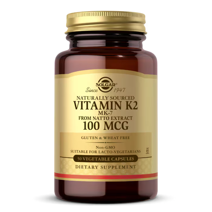 Naturally Sourced Vitamin K2 MK-7 100 mcg (50 cápsulas vegetais) | Solgar - Saúde óssea