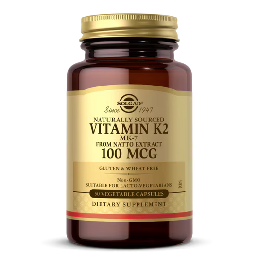 Naturally Sourced Vitamin K2 MK-7 100 mcg (50 cápsulas vegetais) | Solgar - Saúde óssea