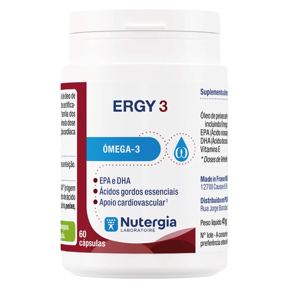 Ergy 3 – Óleos de Peixe Selvagem (Ómega-3 EPA & DHA) & Vitamina E (60 cápsulas)