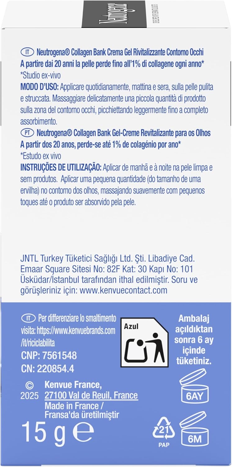 Neutrogena Collagen Bank Contorno de Ojos (15 ml) | Neutrogena – Hidratación y Cuidado Diario