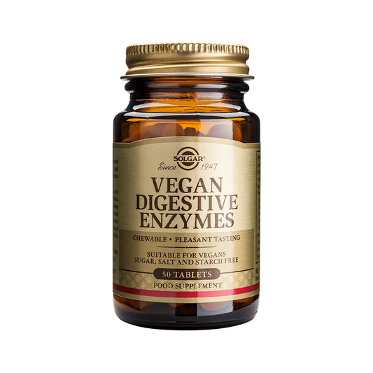 Vegan Digestive Enzymes – Enzimas Digestivas Mastigáveis para Carboidratos, Proteínas & Gorduras (50 comprimidos) – Solgar®